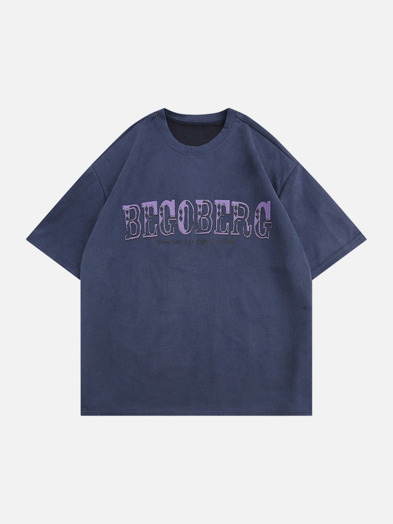 Cafe  T Shirts Aelfric Eden Circle Letter Graphique Daim Tee - UOO-1241103